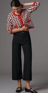 Anthropologie Maeve Colette Crop Black High-Rise Wide Leg Magic Fabric Pants 28P Photo 0