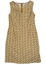 Boden Helena Chino Dress Womens 4P Mustard Yellow White Office Preppy Sleeveless Photo 0