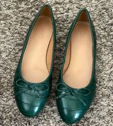 Green leather ballet flats Photo 0