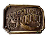 Vintage 1981 Raleigh Lights Rodeo Men's Brass Belt Buckle Western Cowboy Photo 0