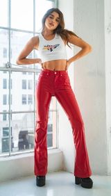 Revice Red Leather Pants Photo 0