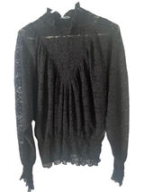 Zara Black lace high neck l/sleeve yoke top, Size M, $26, B53 Photo 0
