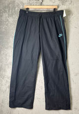 Vintage Nike Track Pants Black Blue Swoosh Y2K Windbreaker Athletic XL New Photo 0