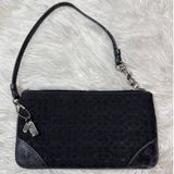 Vintage COACH y2k Black Metallic Silver Signature Canvas Wristlet Photo 0