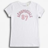 Aeropostale Womens White Graphic T-Shirt‎ Pink Logo 87 Est Varsity Tee Large Photo 0