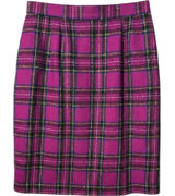 Norton‎ McNaughton Plaid Pencil Skirt Womens 12 Magenta Pink Wool Blend Vintage Photo 0