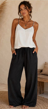 Banana Republic White Satin V-Neck Spaghetti Strap Camisole Size Large Photo 0