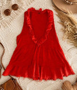 Free People Linen Blend Ruffle Babydoll Tank Top XS Boho Festival Cottagecore Photo 0