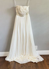 Jasmine Couture Strapless‎ Wedding Dress Pleated Skirt Size 8 Sequins Beaded Photo 0