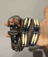 Vintage Chainmail Belt Woven Metal‎ Beaded Turquoise Blue Sz 32 37" Western Photo 0