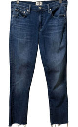 AGOLDE Sophie High Rise Crop Jeans‎ Medium Wash Blue Stretch Denim Raw Hem 29 Photo 0