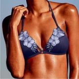 VS Pink Push Up Floral Bikini Top Size Small Blue Photo 0
