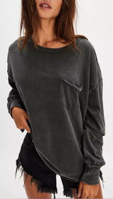 NWOT Free People We The Free Fade Into You Tee - Metal Stiletto washed black - M Photo 0