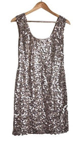 Guess Sleeveless Dress Champagne Gold Size 10 Sequins Sparkling Elegant Club Photo 0
