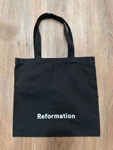 Reformation Black Canvas Tote Bag‎ Reusable Shopping Bag Minimalist Photo 0