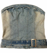 Silence + Noise Small Denim Blue Corset Tank, Mia Buckle Tube Top, Belted Photo 0