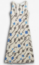 Pretty Good Vintage 90s Floral Maxi Dress Blue Cream Sleeveless‎ Empire Waist M Photo 0