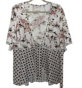 Mixed Floral Plus Size Lightweight Open Tie Front Layering Blouse XXL 2XL EUC Photo 0