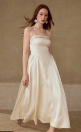 MOTF Naturally Chic Champagne Embroidered Beaded Maxi Dress XS B250414100771 Photo 0
