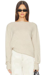 Free People Skyline Thermal Top Women Medium Cream Boat Neck Long Sleeve Slouchy Photo 0
