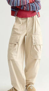 Free People Brentwood Aged Green Slouchy Cargo Utility Pants Cotton Size 8 Photo 0
