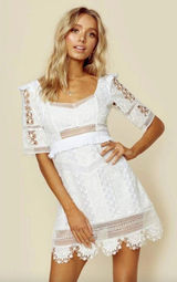 FOR LOVE AND LEMONS Amandine Mini‎ Dress Embroidered White Ivory Lace size XS Photo 0