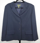 Eddie Bauer Womens Petite 14 Navy Blue 90s Vintage Blazer Career Office Jacket Photo 0