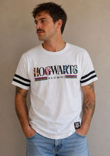 Universal Studios Harry Potter Hogwarts Alumni White Varsity Graphic T-Shirt XL Photo 0