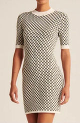 Abercrombie & Fitch Checkered Mock Neck Mini Sweater Dress Short Sleeve Size S Photo 0