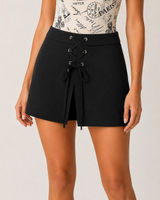 English Factory XS Black Lace Up Corset High Waist Skort Y2K Whimsigoth Witchy‎ Photo 0