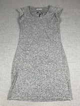 Athleta Dress Womens Small Gray Jersey Sheath Pleated Cap Sleeve Knee Length Photo 0