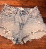 ZARA Denim Shorts Distressed Photo 0