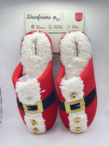 Dearfoams Santa Belt Memory Foam Slippers Red/White Size‎ W 11-12 M9-10 BinR Photo 0