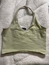 Brandy Melville Lime Green Halter Crop Tank Photo 0