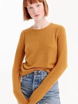 J Crew Womens Camel Tan Ribbed Knit Crewneck Sweater Fitted Size M Fall Basic Photo 0