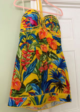 Farm Rio yellow tropical bright nature linen halter dress Photo 0