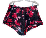 Victoria’s Secret Satin Floral Sleep Shorts Black Red Lounge Pajama Size L Photo 0