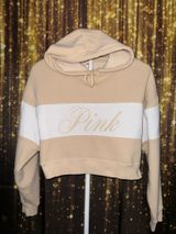 Beige and white victoria secret crop hoodie Photo 0