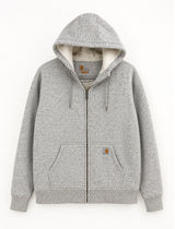 Carhartt Zip Hoodie Women Large Gray Sherpa Lined Relaxed Fit Workwear Gorpcore Photo 0