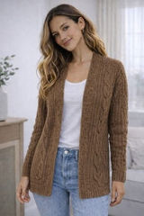 Abercrombie‎ & Fitch Brown Cable Knit Open Front Cardigan Sweater XXS Photo 0