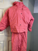 Vintage 80s-90s Skitique Pink/Orange Jacket And Ski Bib Photo 0