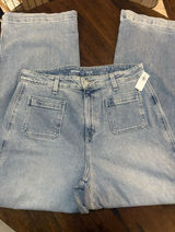 Old Navy Sky-Hi Wide Leg Jeans Extra High Rise Medium Wash Blue Size 14 NEW Photo 0