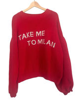 Maeve Red‎ 'Take Me to Milan' Crewneck Cotton Knit Relaxed Sweater Size XL Photo 0