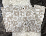 H&M Smiley Patchwork All Over Print Smiley Face Straight Wide Leg Streetwear Photo 0