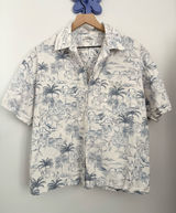 Mistress Rocks Medium White Garden Relaxed Shirt Boxy Fit Linen Resort Palm Photo 0
