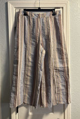 Hem & Thread Wide Leg Pants Women Large Blue Striped Cotton Gauze Boho 6944 Photo 0