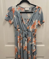 STORY Blue Summer Floral Maxi Hi Low Wrap Dress Womens S Casual‎ Party Boho Photo 0
