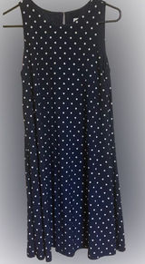 Anne Klein women's size 4 navy blue and white polka dot sleeveless dress Photo 0