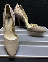 Steve Madden Gaber Beige Suede Snake Print Heels Stiletto Size‎ 8.5M Photo 0