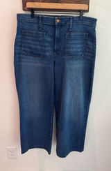 Madewell Emmett Wide-Leg Jeans Blue Patch Pocket High Rise Denim Size 33 Hemmed Photo 0